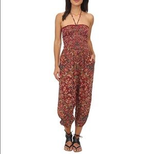 Free People Balloon Gauzy Jumpsuit Ruby